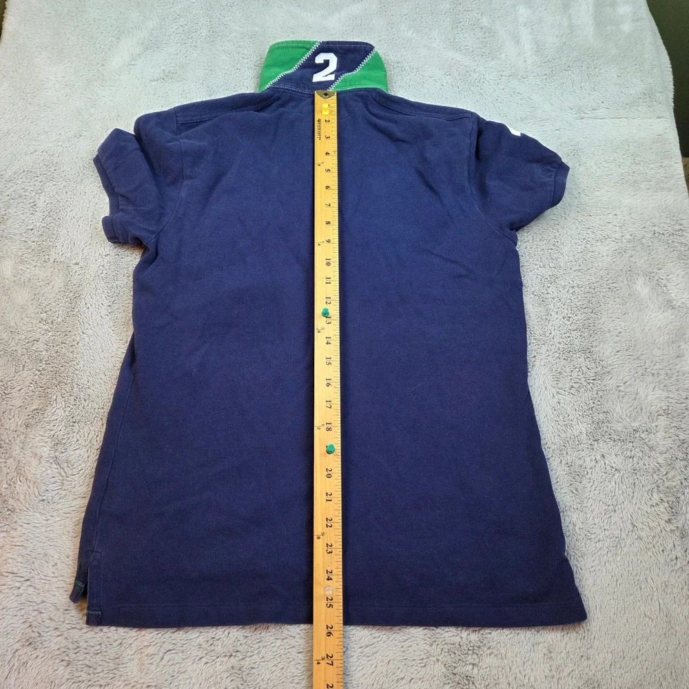 VTG Ralph Lauren Rugby Polo Boys XL Big Pony Short Sleeve Cotton Pique Navy Blue